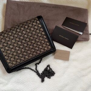 Bottega Veneta Black and Gold Textured Bag
